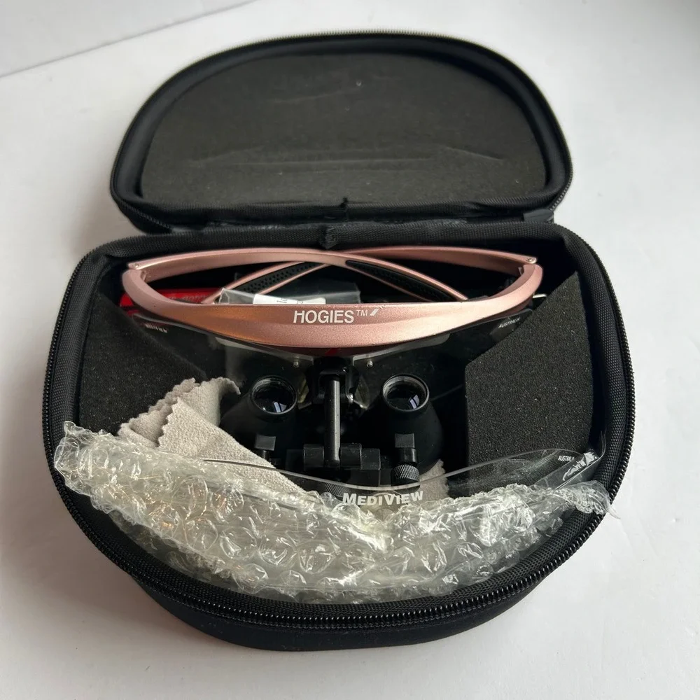PeriOptix 250-L Flip Up Dental Loupes Hogies Frame Rose Gold 2.5x TTL